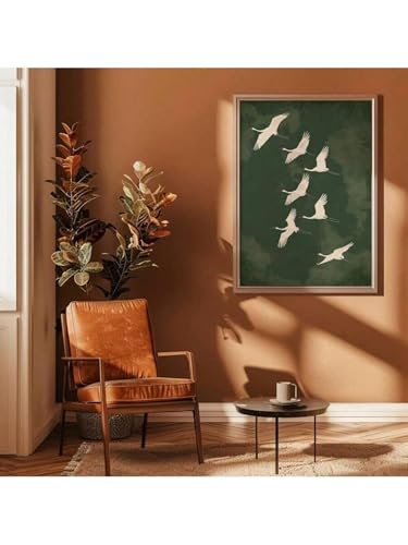 Affiche vintage d'art d'oiseau grues vertes 30x40 cm - 3