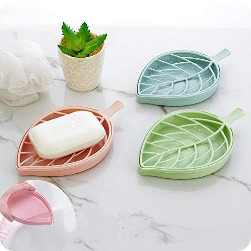 Raghuvir (Pack of 3) Latest Branded Leaf Shape Soap Dish Plastic Portable & Double Layer Drain Storage Holder Container Not Punched Easy Clean Dish Shelf Bath Box for Bathroom Sink (Multi Color) (B0B8P3SWP7) Amazon Price History, Amazon Price Tracker