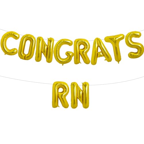 Image of TONIFUL 2026 Nurse Graduation Decorations Gold Congrats RN 2026 Balloons 16 Inch RN 2026 Banner Class of 2026 RegisteGold Nurse Balloons Decorations 2026 Nursing Graduation Party Supplies