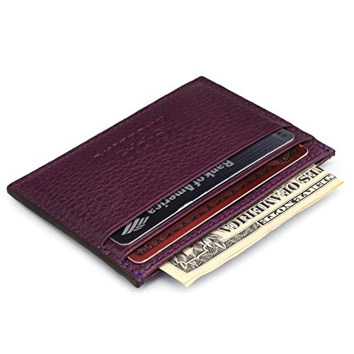 Otto Angelino Dunne Echt Lederen Kaarthouder Portemonnee voor Mannen - een Aantal Slots voor Credit, Debet-, Bank en Visitekaartjes, Geld en Rijbewijs - RFID Protection (Purple)