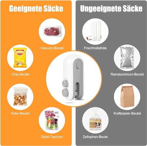 Image of TEKCOOL Portable Mini Sealing Machine, Handheld Packet Sealer for Food, Snacks, Chips, Fresh Storage, Plastic Bags Sealing Machine, 1 YEAR Warranty (White)'
