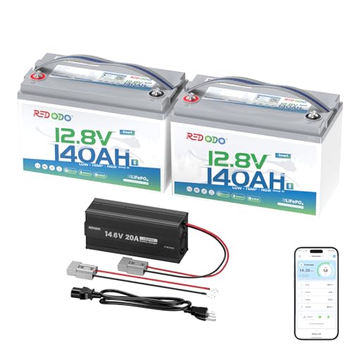 Redodo Smart Bluetooth 12v 140ah Lifepo4 Battery With 14.6v 20a Charger Bluet...