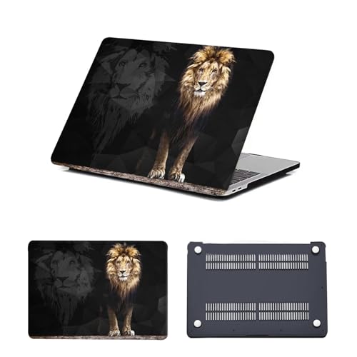 HLAAJJX Custodia Rigida Compatibile con Macbook 12 pollici, (2017 2016 2015) A1534 con display Retina, Sottile Rigida Case Cover Plastica per Macbook 12 Retina,Leone Nero