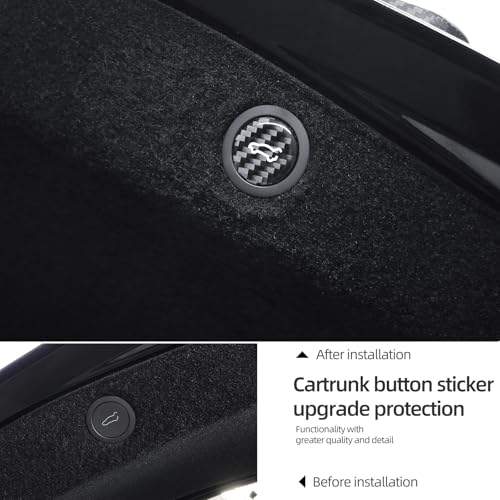 Image of BETTERHUMZ Rear Trunk Switch Sticker Compatible with Tesla Model 3 Highland 2024 Model Y Juniper 2025 2026 Carbon Fiber Liftgate Close Button Trim Interior Decor Accessories (Black)
