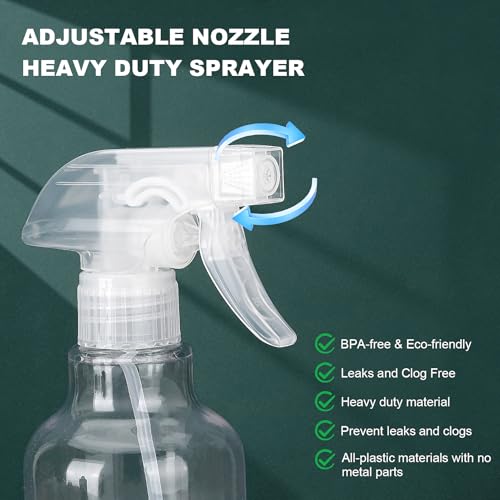 Spray Bottles 16.9oz Plastic Spray Bottle for Hair Mist/Stream Heavy Duty Empty Spray Bottles for Cleaning Solutions, Plants (16.9oz-Clear)2