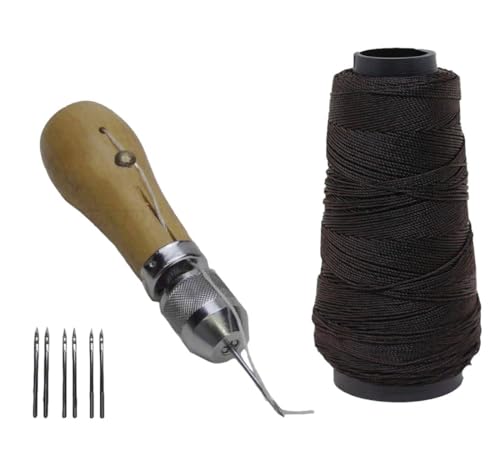 JC Performance Leather Sewing Awl Quick Stitch Repair Tool Set Heavy Duty Thread (Without Awl, Black)