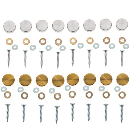 MUCKLILY Stainless Steel Mirror Screws 16 Set Thicken Mirror Nails Fixing Screws Flat Advertising Nails 304 Grade Easy to Use