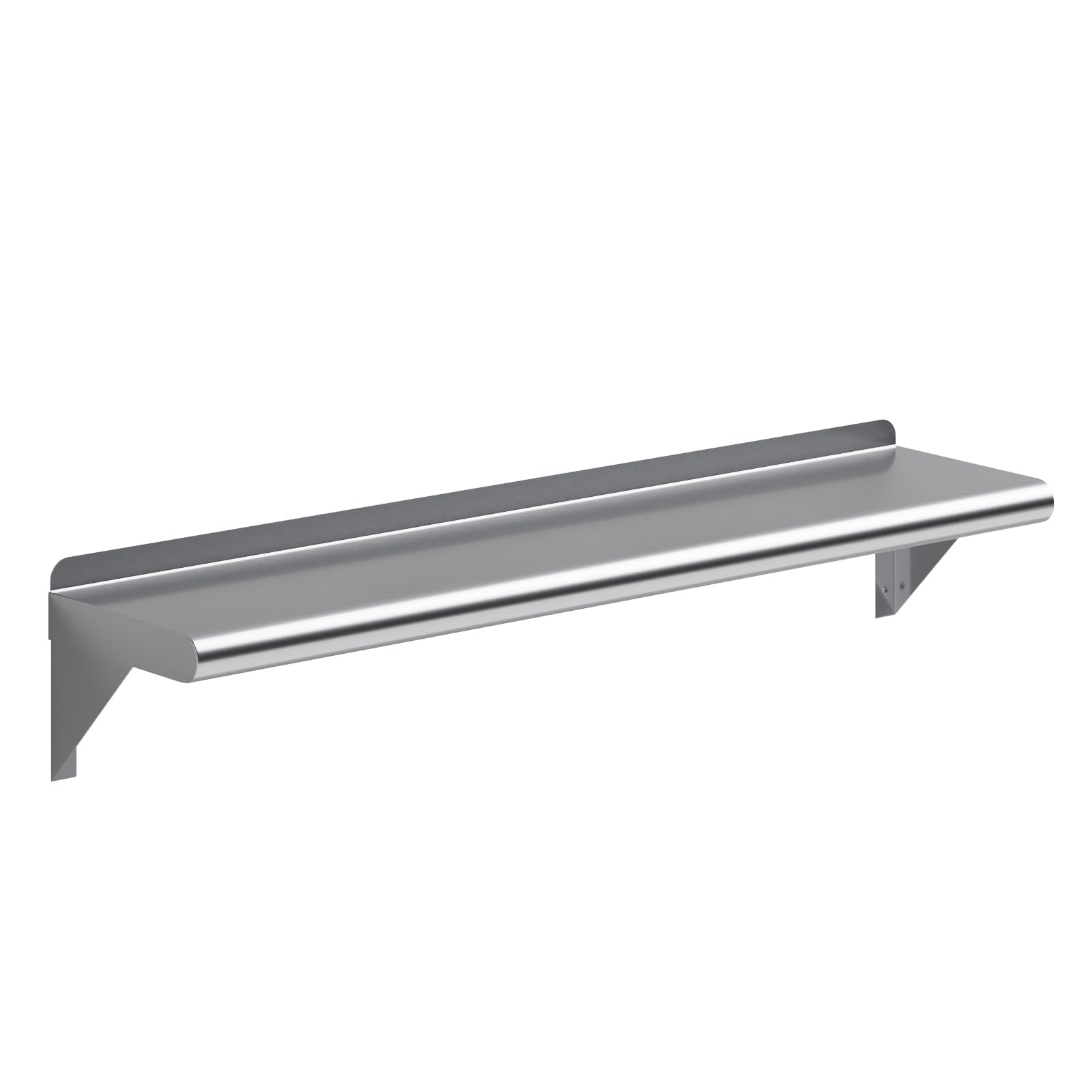 AmGood 8 in. x 36 in. Stainless Steel Wall Shelf with Backsplash - Holds 175 lbs - NSF 18-Gauge, Bullnose Edge | Shelf Over Stove, Coffee Station &amp; Laundry