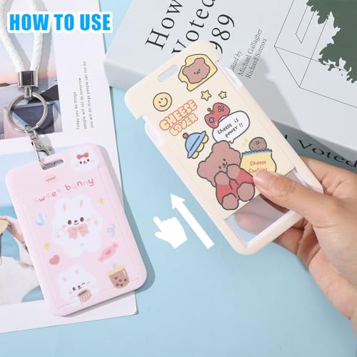 CHGCRAFT 4 Pcs Cartoon Photocard Holder with Keychain Protective Photo Sleeves - Image 4