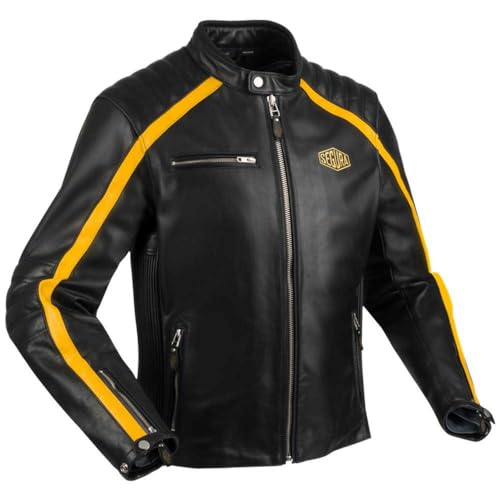 SEGURA, Formula Leather Motorcycle Jacket, Black/Yellow, L