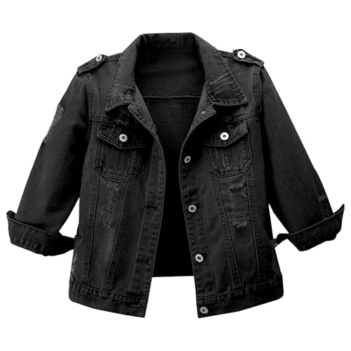 HYSオーバサイズDENIM JACKET Hixiaohe Spring Summer Jean Jacket for Women Trendy Half Sleeve