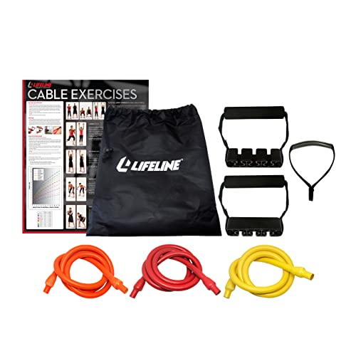 Lifeline Kit de Entrenamiento de Resistencia con Bandas de Nivel de Resistencia Ajustables para más Opciones de Entrenamiento, Incluye Asas triples, Anclaje de Puerta, múltiples Tubos de Ejercicio de