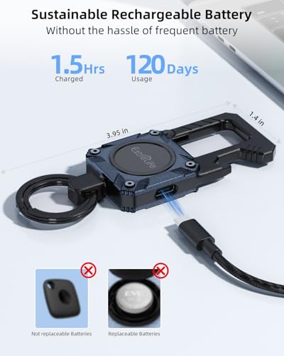 Image of ExtreLife Keychain, Works with Apple Find My, Bottle Opener, Carabiner Car Key Chains with Gps Tracker