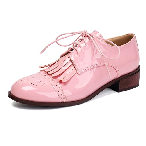 Chaussures Richelieu femme bout rond Bviennic 1136 : oxford plates à lacets vintage