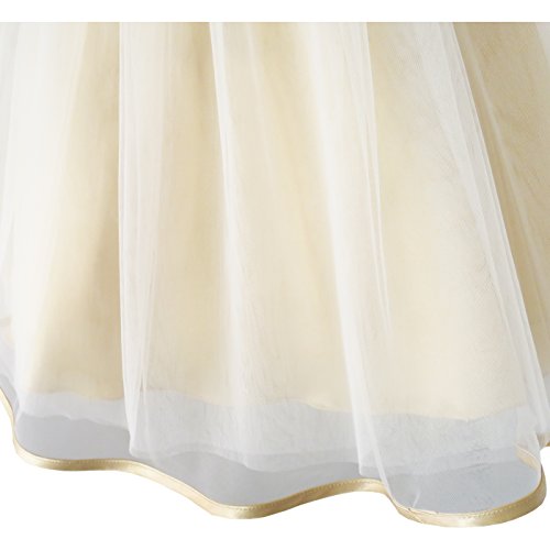 Image of Sunny Fashion Girls Dress Shinning Sequins Beige Tulle Layers Wedding Pageant