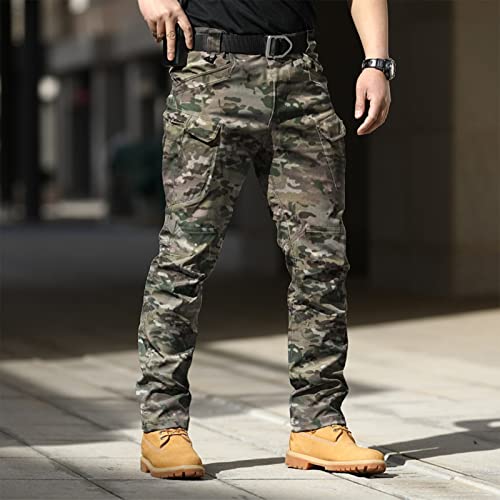 Cargo Pants for Men Straight Leg Slim Fit Pants Waterproof Casual Pants with Multi Pocket Elastic Waist Pants3