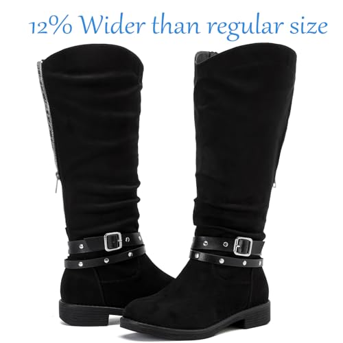 Image of Luoika Women's Extra Wide Calf Knee-High Boots | Wide Width, Round Toe, Plus Size, Slouchy Boots, Low Heel, Winter Boots.