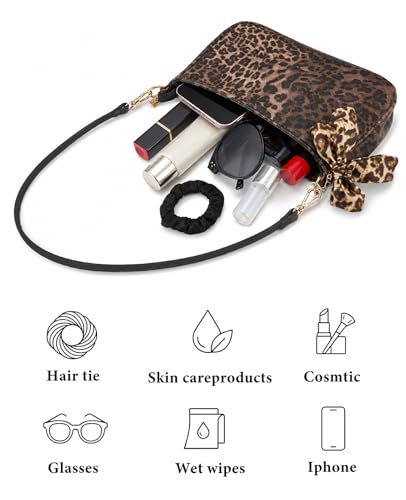 Bolso de hombro para mujer con diseño de leopardo y cadena desmontable miniatura 5