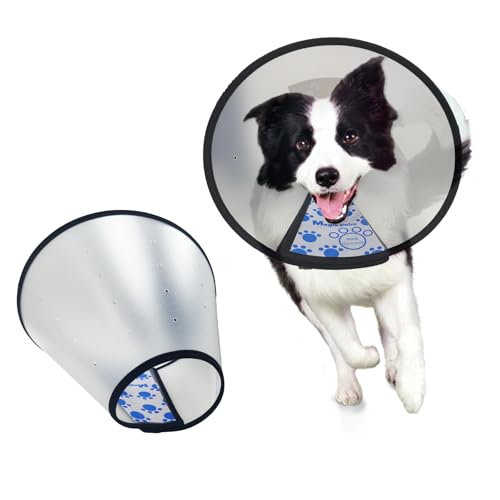 Image of Soft Plastic Recovery Cone Collar for Dogs After Surgery Wound Care - Adjustable Collar Prevents Licking & Biting, Fits French Bulldog Puppy, Shih Tzu, Bichon Frise, Yorkie (Neck:9-11.4in)