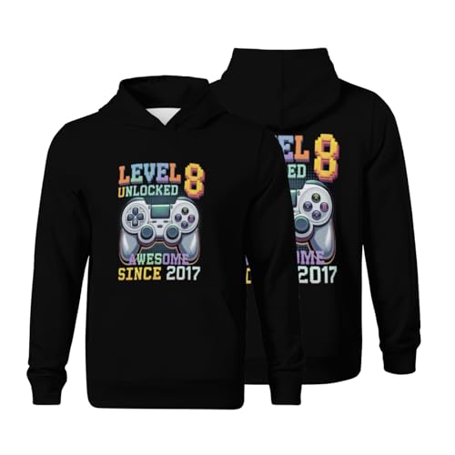 UNIQUNS Kids Level 8 Unlocked Awesome Since 2017 8th Birthday Gaming