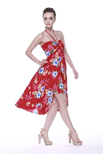 Image of Matchable Family Hawaiian Luau Men Women Girl Boy Clothes in Hibiscus Red