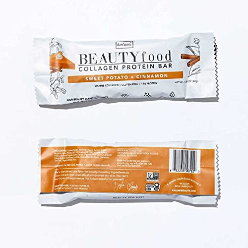 Kalumi Beautyfood Collagen Protein Bars | Sweet Potato Cinnamon, 9-Count Box | 8000Mg Collagen, 12G Premium Protein | Gluten-Free Protein Bars, Mct Brain Boost #TOP3
