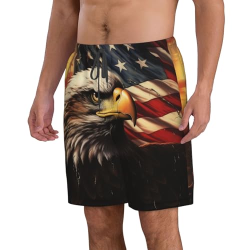 Flag and Eagle Men's Casual Shorts Drawstring Summer Beach Shorts Quick Dry Bathing Suits Hawaii Swim Trunks2