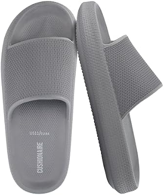 CUSHIONAIRE Feather EVA Men's Sandals – Slip-On Lightweight Water Slides, Gray Size 10