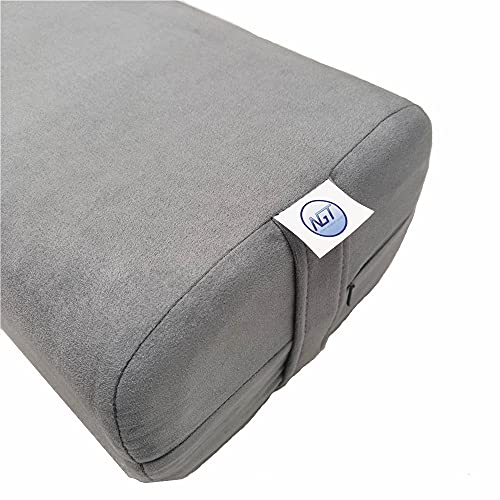 Yoga Bolster Pillow For Meditation And Support - Rectangular Yoga Cushion Foam Wedges Washable Suede Pillowcase For Men And Women With Carry Handles. (Grey) #TOP4