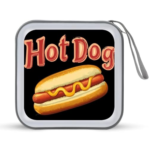 Hot Dog Shop CD Case Plastic DVD Case Holder Wallet Disc Storage Organizer for Car Travel