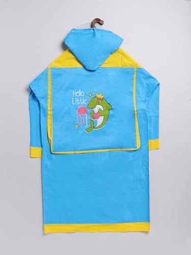 Image of Rupa Unisex Kids Pvc Rainwear, Cartoon Print Waterproof Standard Length Longcoat /Raincoat With Adjustable Hood For Boy And Girl And With Space For School Bag. Pack Of 1