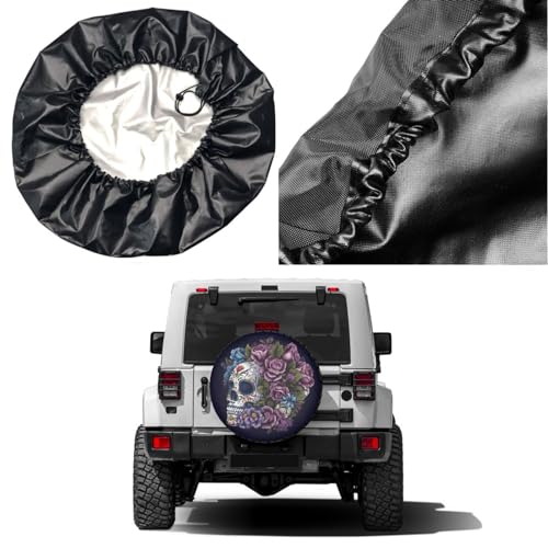 Image of Delerain Sugar Skull Spare Tire Covers for RV Trailer SUV Truck and Many Vehicle, Wheel Covers Sun Protector Waterproof, (14 Inch for Diameter 23 inch-27 inch)