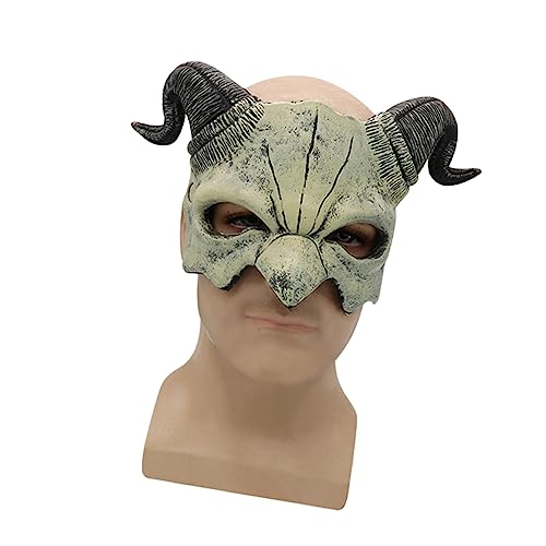 DECHOUS Masque Demi Visage Démon avec Latex pour Halloween Masque Effrayant pour Fête Cosplay et Carnaval Accessoire Confortable pour Adultes