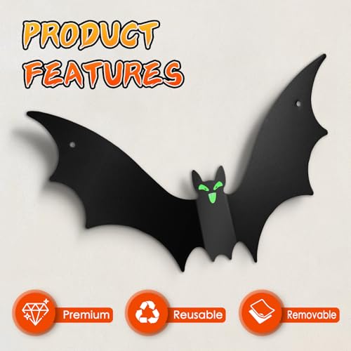 12 Pack Hanging Bats Halloween Decorations, 3 Sizes Flying Bat Decor - image 5