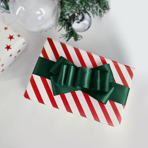 Image of Double Face Spruce Green Satin Ribbon 1-1 /2 inch X 25 Yards Polyester Green Ribbon for Gift Wrapping Very Suitable for Weddings Party Hair Bow Invitation Decorations and More