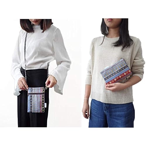 Image of Taianda Dual Zipper Women Cell Phone Crossbody Pouch Bag (Ethnic Pattern)