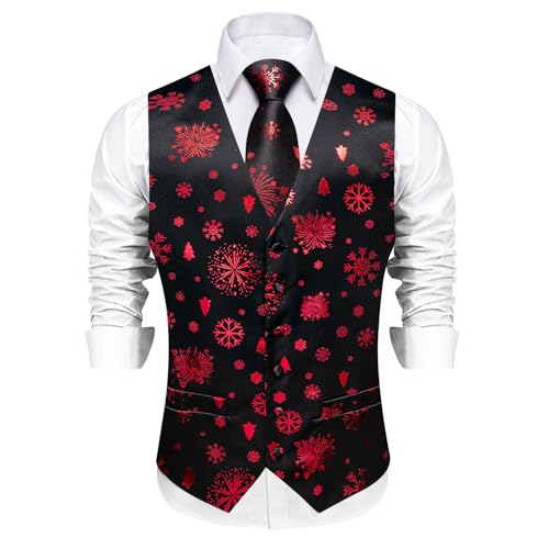 DiBanGu Mens Christmas Suit Vest and Tie Set for Men Waistcoats and Necktie Pocket Square Set for Prom Party S-3XL3