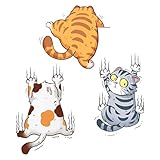Scratch Cat Vinyl Car Sticker Decal, Three Funny Climbing Cats Scratch Repair Sticker, Cute Cat Scratch Cover Funny Bumper Decal with Squeegee for Auto Truck Motorcycle Wall Window Decor (Large)