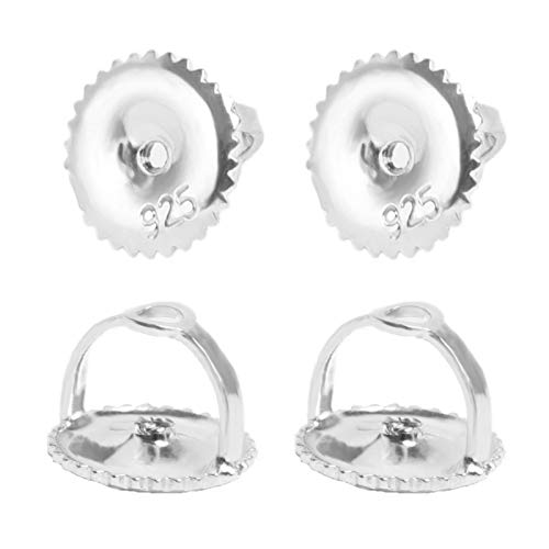 2 Pairs 18k Gold Plated Earring Screw Backs Replacement Sterling Silver Screw On Earring Backs for Diamond Studs, Hypoallergenic Secure Locking Earring Backs for Kid White Gold 0.032
