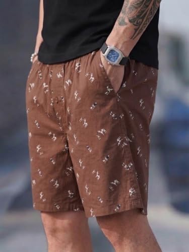 Image of Men's Cotton Casual Shorts |Striped Half Pants for Men |Comfortable | Elastic Waist with Drawstring | Lightweight & Comfortable for Beach Vacations, Casual Daily Outings & Sleepwear Bermuda Shorts