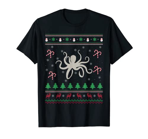Funny Octopus Lover Xmas Ugly Octopus Christmas T-Shirt