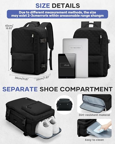Travel Vacuum Storage Backpack with Air Pump Vacuum Seal Compression Space Saver Bags Clothing Vacpack 18x14x8 inches Travel Bag Carry on Personal item Laptop Work Backpacks Women Men Black4