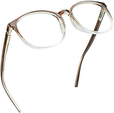 LifeArt Blue Light Blocking Glasses, Computer Reading Glasses, Gaming Glasses with Spring Hinge, TV Glasses for Women Men, Anti Glare (Clear Brown, 2.25 Magnification)