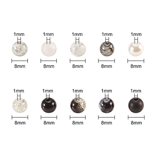 Airssory 200Pcs 10 Styles Black and White Series DIY Glass Round Beads Sets for DIY Necklace Jewellery Making Crafting Accessories - Image 4