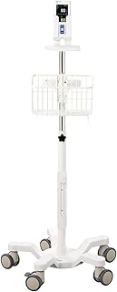 VivaDiagnostics Rolling Stand for Covidien PM10N Vital Signs Monitor, (Monitor NOT Included), Blood Pressure Cuff Basket, Adjustable Pole, and Cord Organizer