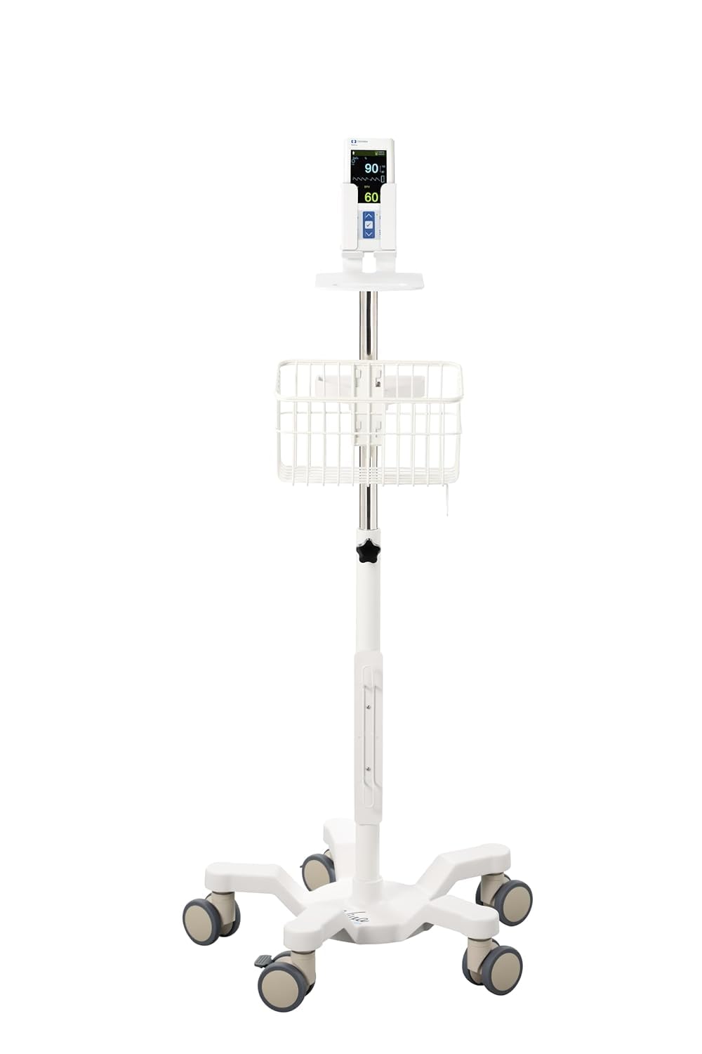 VivaDiagnostics Rolling Stand for Covidien PM10N Vital Signs Monitor, (Monitor NOT Included), Blood Pressure Cuff Basket, Adjustable Pole, and Cord Organizer