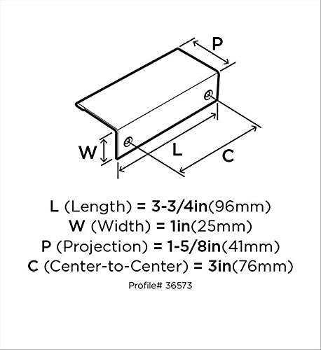 Image of Amerock Edge Pull 3 in (76 mm) Center-to-Center Flat Black Cabinet Pull - 10 Pack