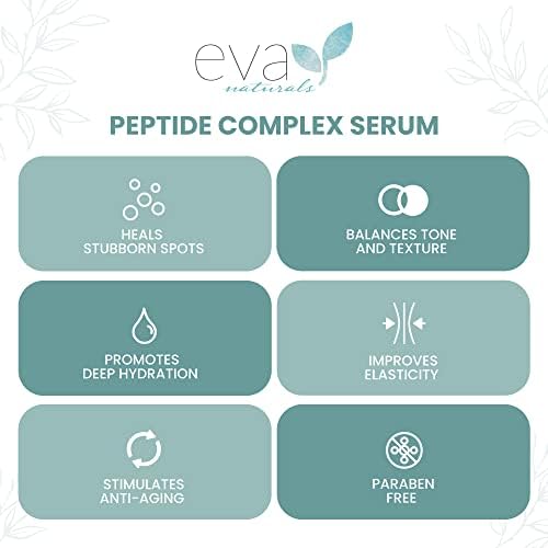 Collagen Peptide Complex Serum by Eva Naturals (60ml) - Best Anti-Aging Face Serum Reduces Wrinkles and Boosts Collagen - Heals and Repairs Skin while Improving Tone and Texture - Hyaluronic Acid