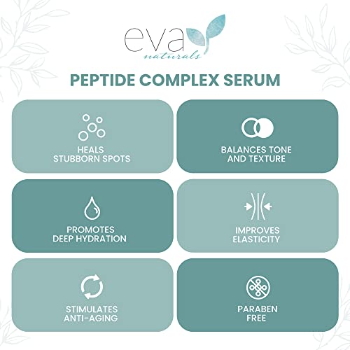 Collagen Peptide Serum - Best Anti Aging Collagen Serum For Face Skin Brightening, Reduces Fine Lines & Wrinkles, Heals, And Repairs Skin, Microneedling Serum With Aloe Vera & Hyaluronic Acid - Peptide Complex Face Serum By Eva Naturals (2 Oz), 2 Pack #TOP2