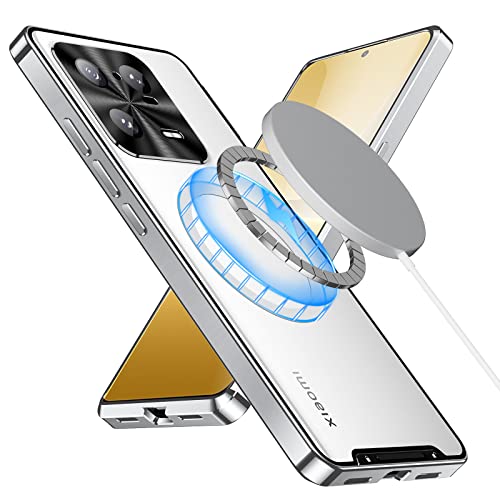 XMTON HERCN Funda de metal para Xiaomi 13 Pro de 6,73 pulgadas, delgada, de metal, para parachoques, compatible con Mag-Safe Case magnética (plata)